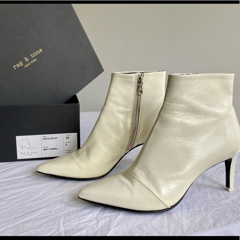 White Crnkl Beha Boot short bootie by Rag & Bone